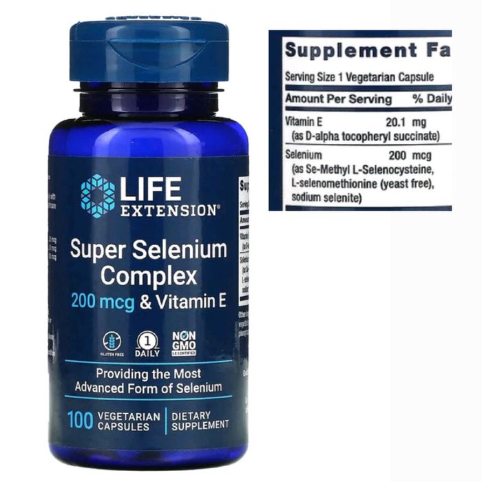 ДОСТАВКИ НЕТ Life Extension супер селен бездрожжевой + витамин Е 100шт