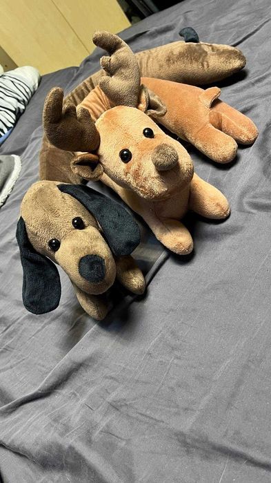 jucarie de plus, ren si catel, jucarie moale lunga de plus