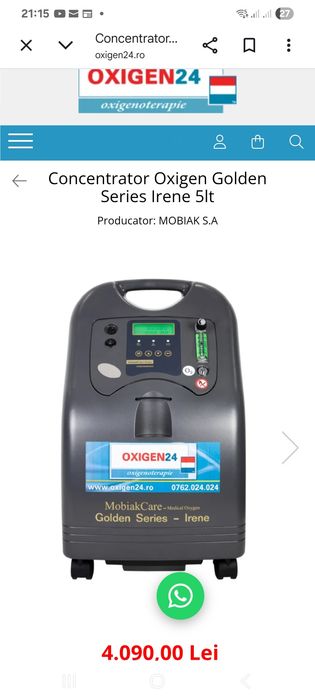 Concentrator Oxigen Golden Series Irene 5lt  nou