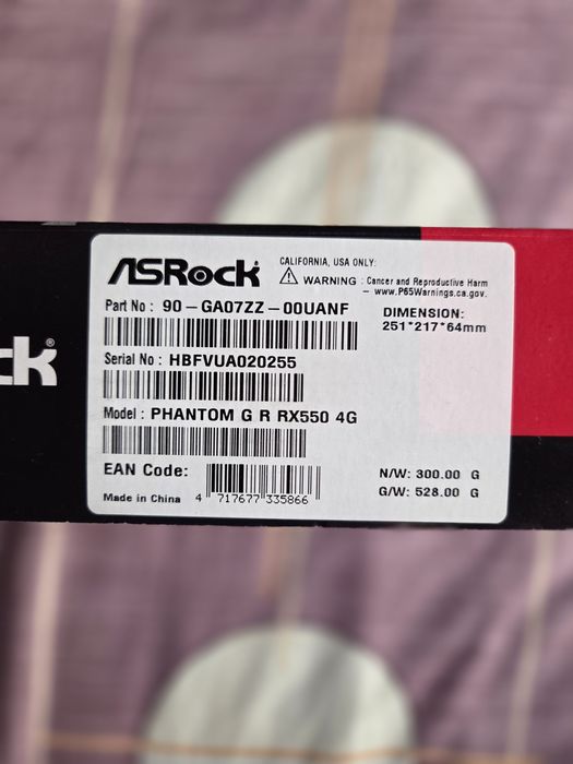 Placă video RX550 Asrock 4gb DDR5 memorie,128bit,nouă