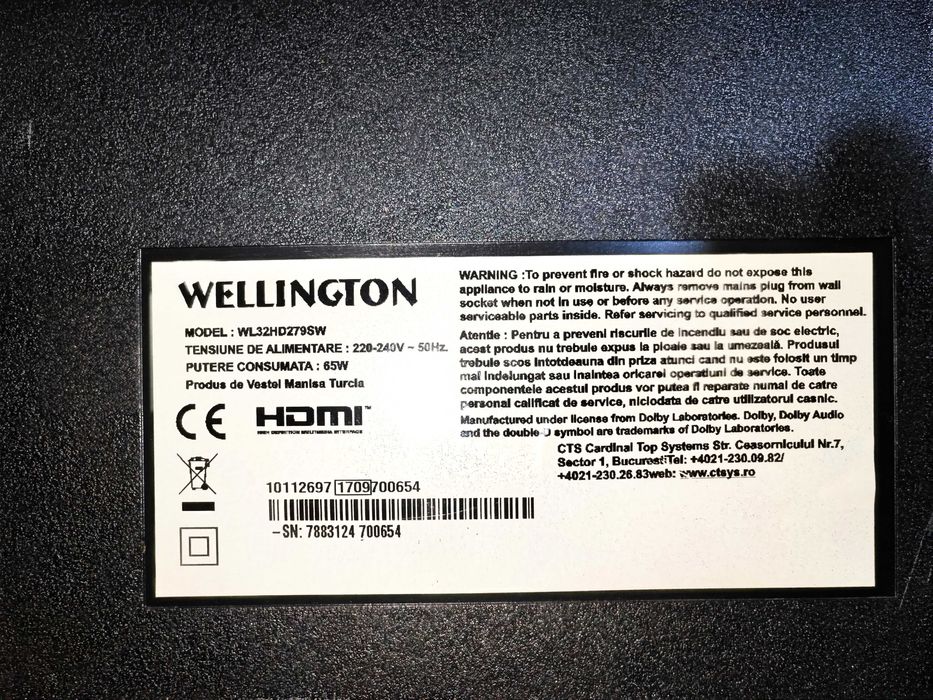 Tv SMART LED Wellington  80cm  - ecran  defect