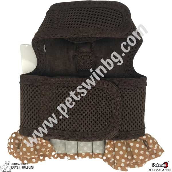 Нагръдник за Куче- тип Рокля- XS, S, M, L, XL- Кафяв/Бял- Pet-Interest