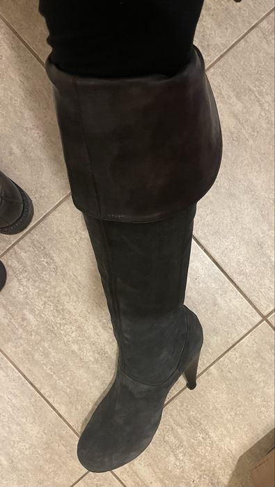 Vand cizme lungi cu toc din piele intoarsă 38,5-39