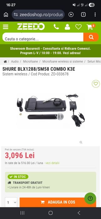 Microfon shure pg 58 wireles blx1 Q25