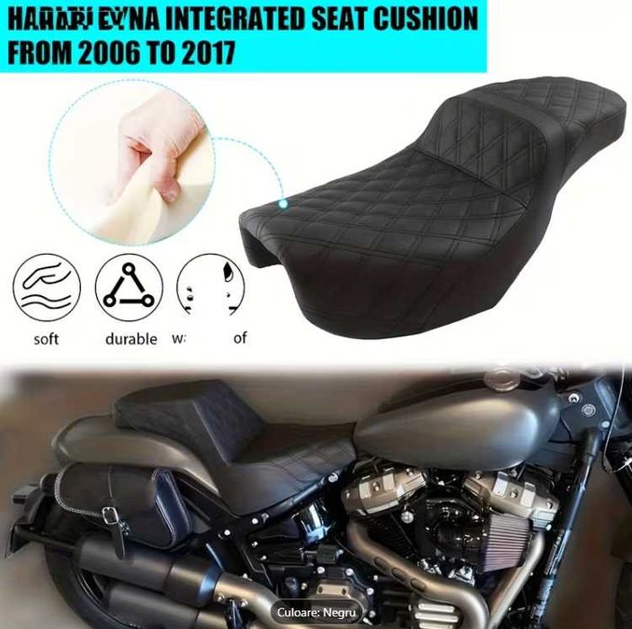 Scaun Motocicletă pentru Șofer și Pasager, Compatibil cu Harley Dyna Wide Glide