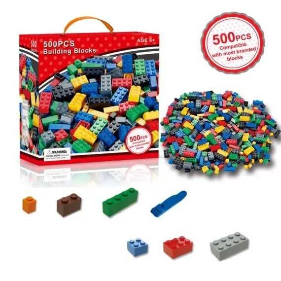 Joc de construit tip LEGO cu 500 de piese, pentru copii varsta 6+