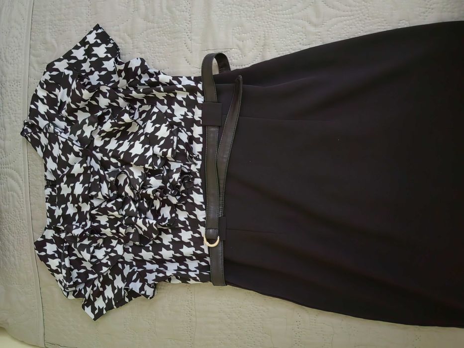 Бели официлани обувки на висок ток + официлана рокля