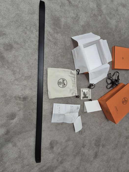 Curea barbati originala HERMES reversibila negru maro 95 cm NOUA!
