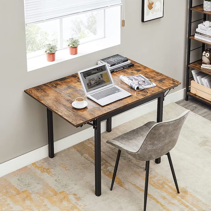 VASAGLE Masa de bucatarie sau living, extensibila, pentru spatii mici, stil industrial 75x78x85/120cm maro, scaunele nu sunt incluse , noua