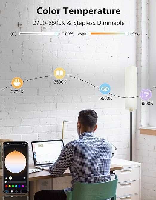 Lampă de podea inteligentă Alexa și Google Home WiFi cu telecomandă
