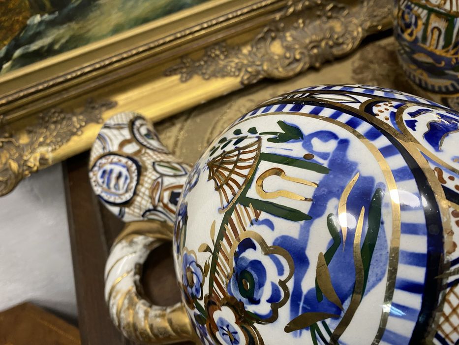 Двойка декоративни кани порцелан Испания 1950 1970 ръчно рисувани