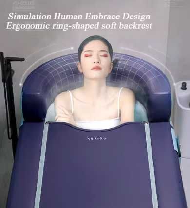 Надуваема Преносима Вана с покривало с цип за задържане на топлината