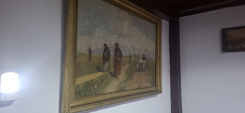 Tablou pictat (țărani pe cale)