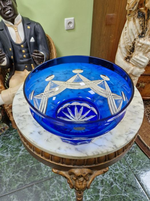 Рядка страхотна английска съветска кристална фруктиера купа