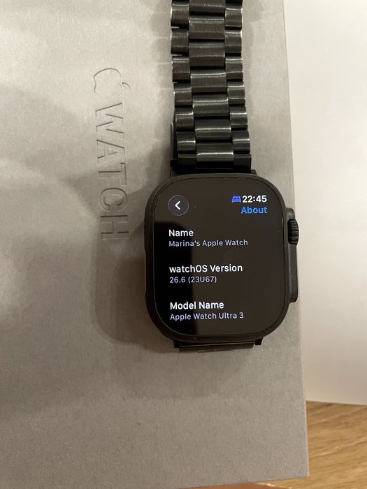Apple Watch - Ultra 3 49mm Black Titanium Cellular 64GB: 100% батерия, в гаранция до края на 2027