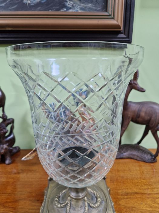Уникална голяма кристална купа ваза свещник