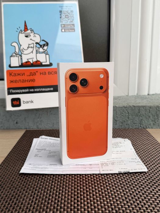 НОВ 24М ГАРАНЦИЯ iPhone 17 Pro Max Лизинг от 49€/мес Cosmic ORANGE 256