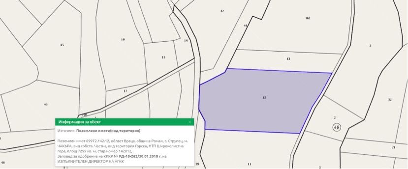 Продава се Земеделски имот в с. Струпец, Област Враца -  кв.м за 829 €/дка - Снимка #1