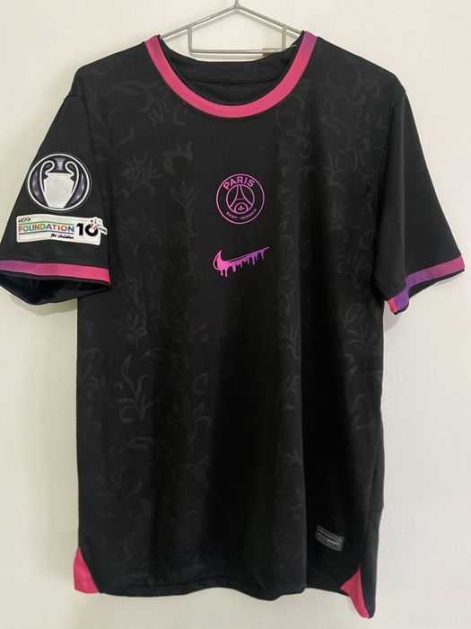 Tricou PSG Paris Noir cu UCL Badge