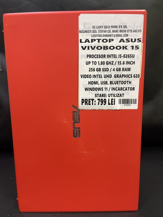 Laptop ASUS Vivobook 15 / intel i5-8265u / 256GB SSD / 4 GB RAM #47232