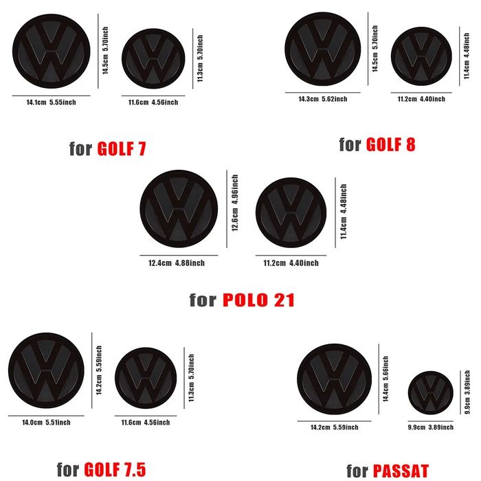 Черна емблема за Фолксваген Голф Пасат Джета Поло