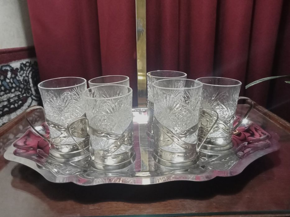 Милхёровый Чайный набор с подстаканниками.