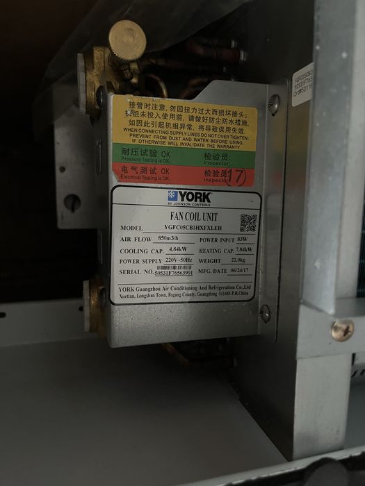 Фанкойл York канальные  новые