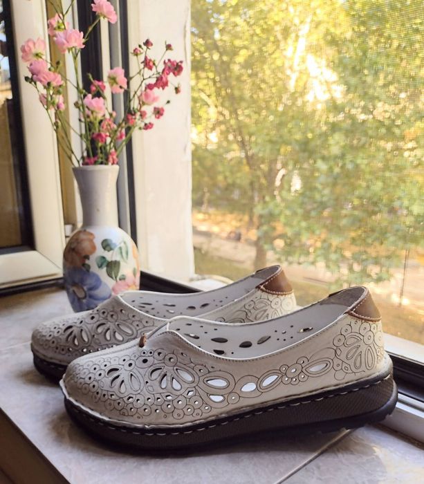 Дамски бели кожени обувки естествена кожа естествена кожа мокасини