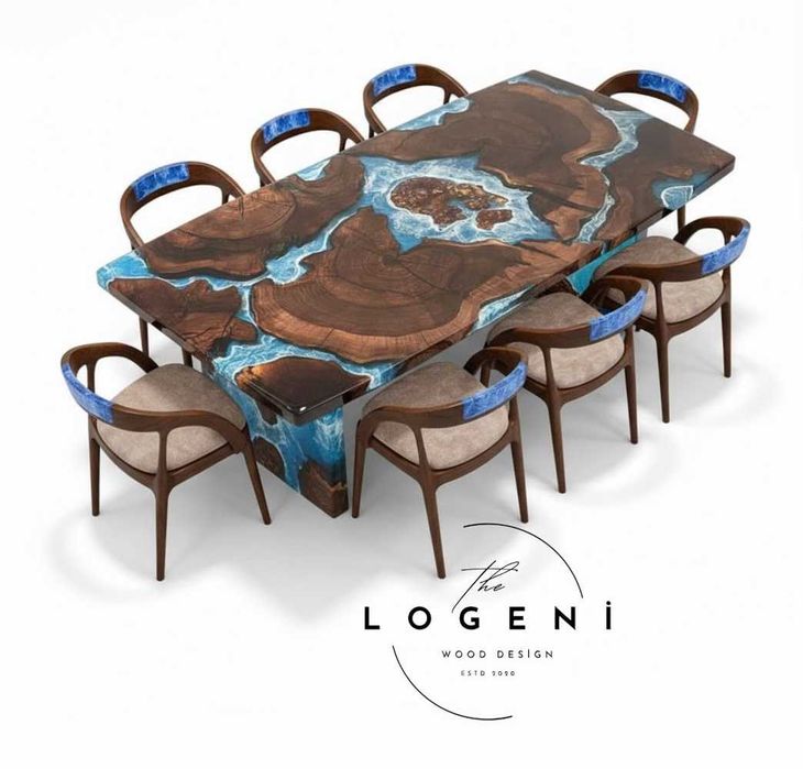 Луксозна епоксидна маса “Ocean” от орех – дизайнерска маса