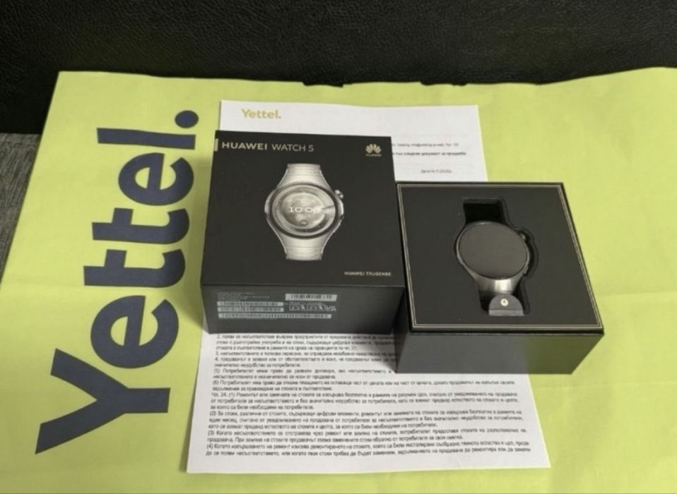 КАТО НОВ 46mm Huawei Watch 5 LTE Cellular Yettel Гаранция 2026г. Titanium