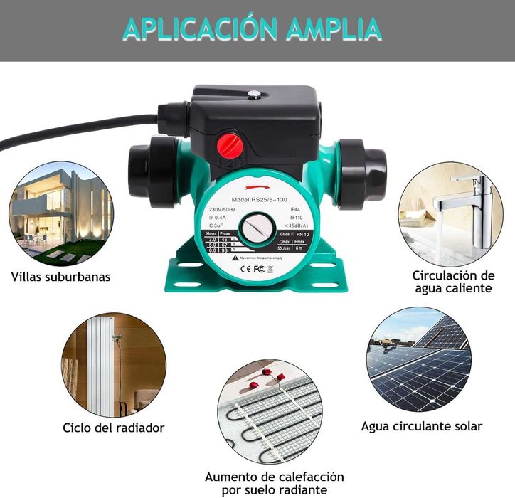 Pompa recirculare Poweka, RS25/6-130, 46/67/93W