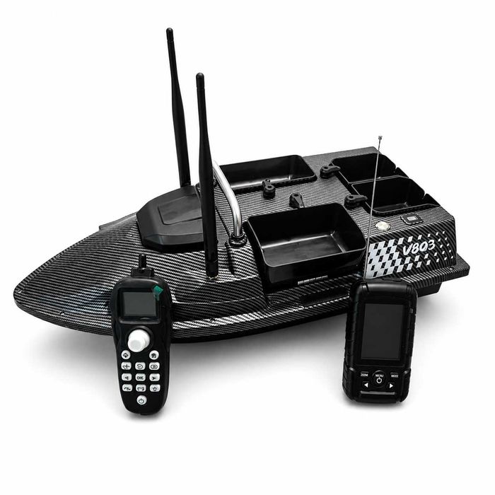 Нов Модел 2026г. Лодка За Захранка v803 PRO 200 точки + Вграден Сонар Lucky 718LIC-WL с 500м Обхват