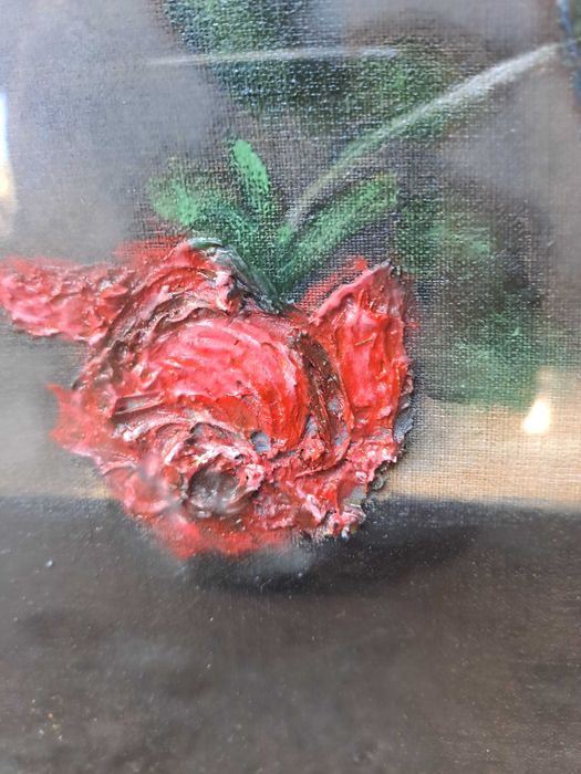 tablou vechi pictura pe panza 82/63 cm semnat D Niculescu