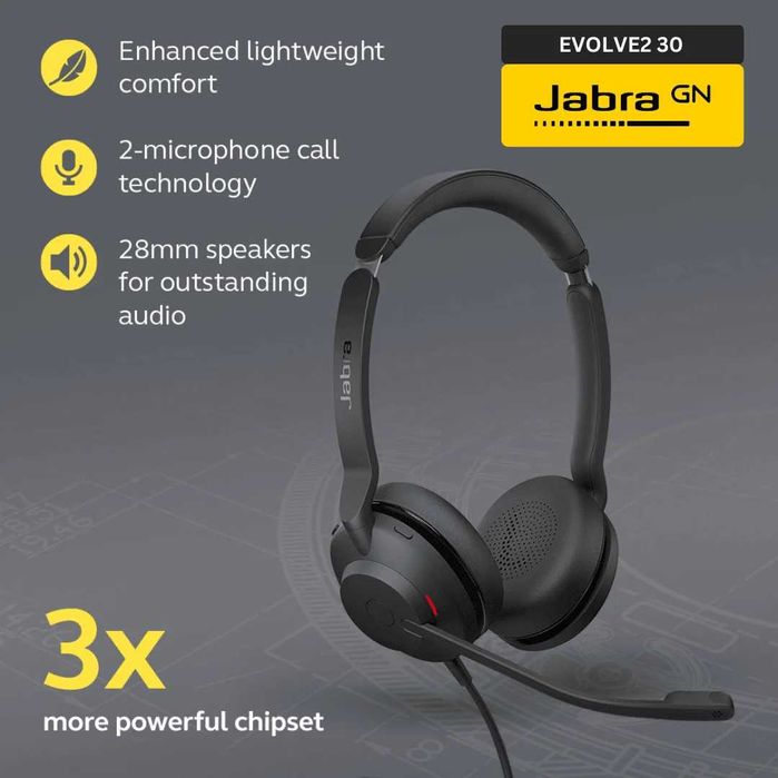Jabra Evolve2 30 — Профессиональная Проводная Гарнитура. Есть доставка