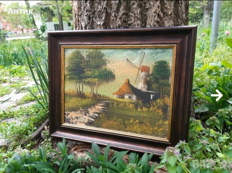 Красива Стара Картина Прованс Живопис Маслени Бои на Платно