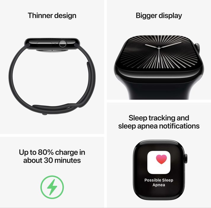 НОВ!!! Apple Watch 10 GPS, Jet Black Aluminum Case 46 мм