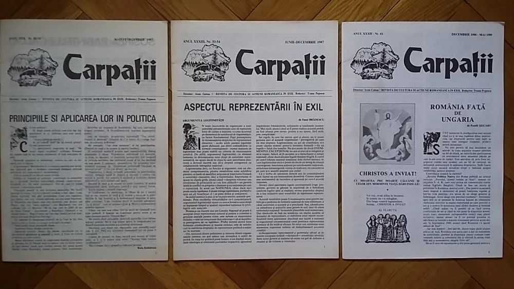 Lot 3 x Revista CARPATII (1985/1987/1988-1989, Red.: Traian Popescu, Dir.: Aron Cotrus) legionar miscarea legionara legionari cultura exilul romanesc