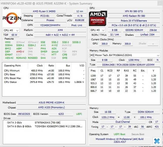 Calculator Unitate PC Gaming Ryzen 5 3400g Ram 16 Gb Video 4/ 8G