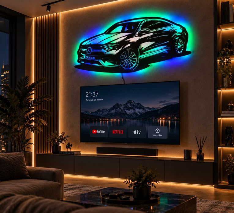 Decor Garaj Auto Panou LED RGB Personalizat cu Masina Ta