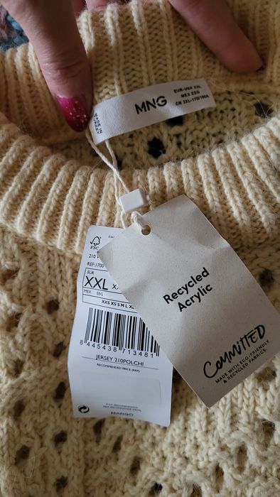 Pulover Mango cu mâneci bufante, nou cu etichetă