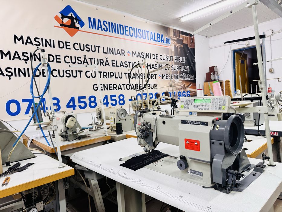 Masina de cusut 2 ace Dublu transport Sewmaq automata taiere ata