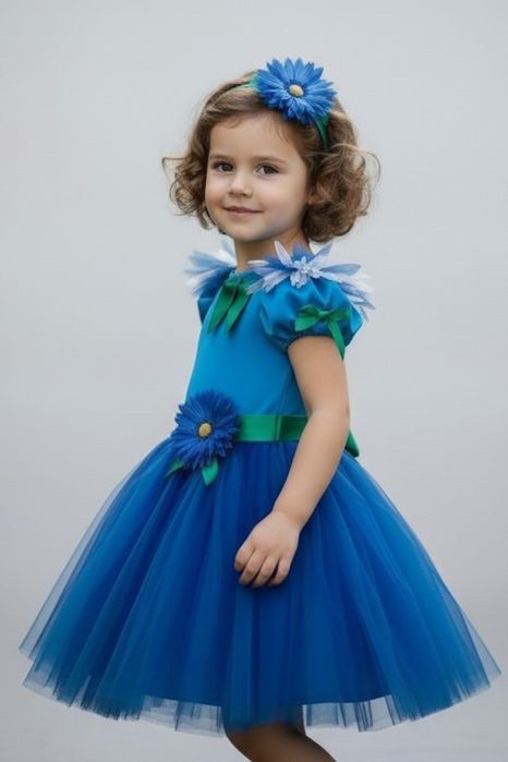 Rochiță Albastrea fetite mărimi 3 4,5,6 7 ani,costum serbare made Ro.