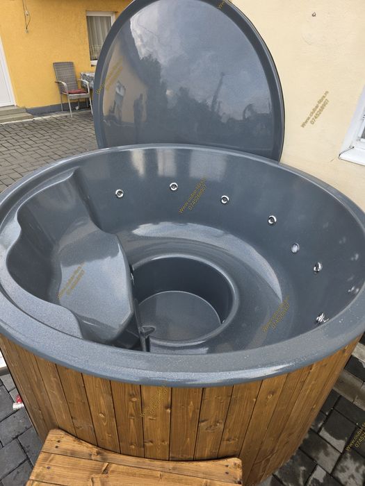Ciubăr rotund 2m cu sobă integrată, Jacuzzi FULL, hidromasaj, LED