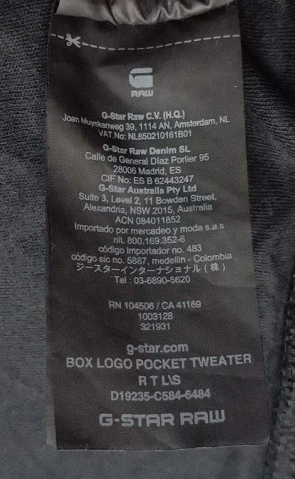 G-STAR RAW Box Logo Pocket оригинално горнище L памучна черна блуза