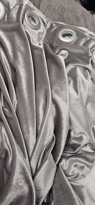 Шторы 2 шт, бархат серебро