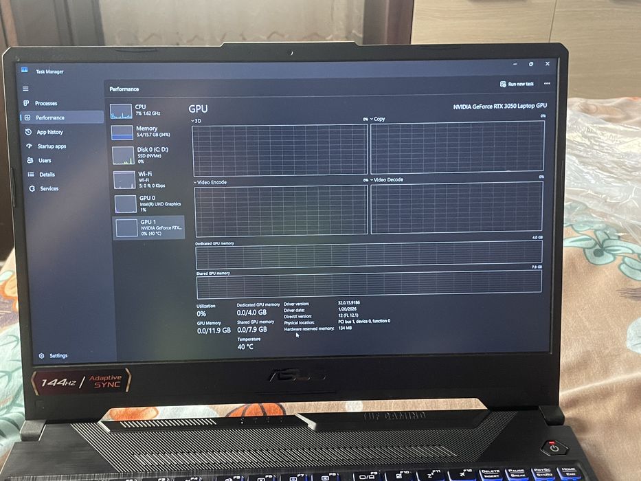 ASUS TUF  Gaming F15  i5-11400h ,Rtx 3050 ,16gb Ram