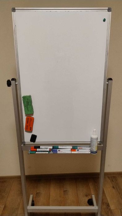 Tabla rotativa/whiteboard mobil cu 2 fete multifunctional, 60x90 cm