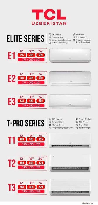 Кондиционер TCL ElITE E3 инвертор, по цене с первых рук + гарантия!