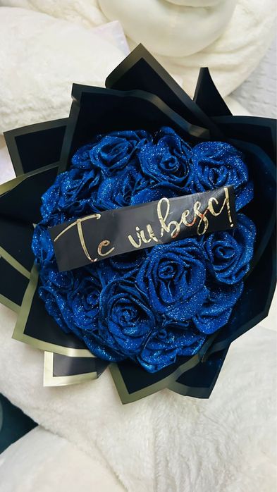 21 Trandafiri satin cu sclipici /Cadoul care nu se ofileste niciodata