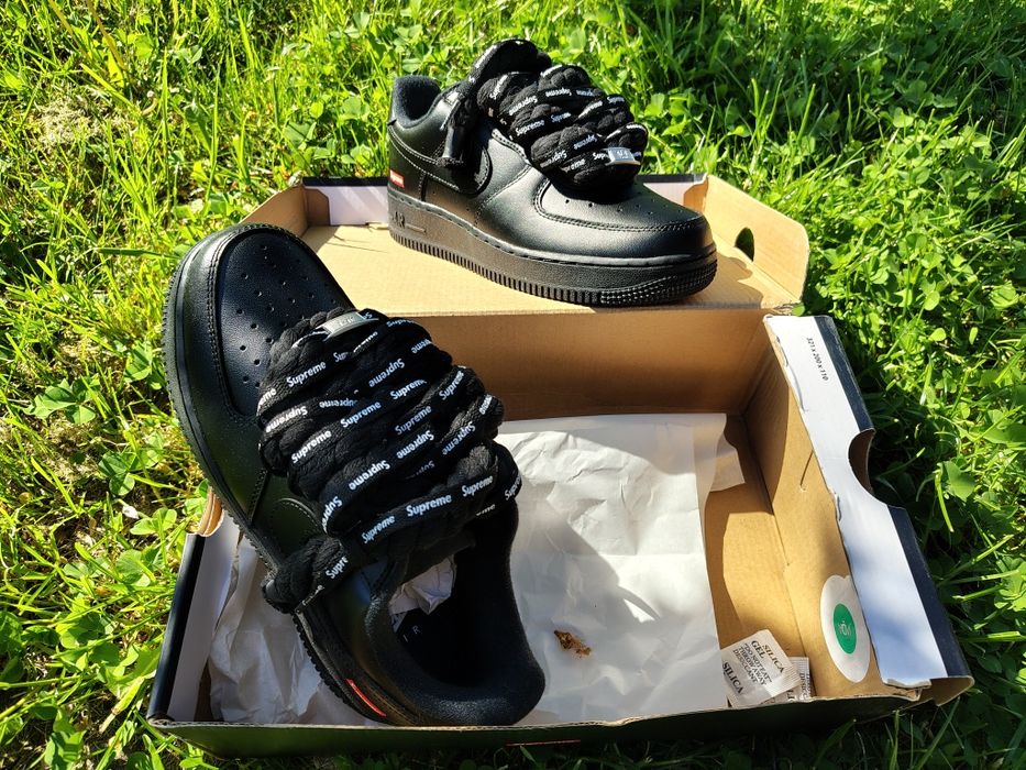 Nike Air Force 1 Low x Supreme Black Custom Rope Laces NOU Mărimea 40